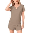 thumbnail image 4 of Coerni Girls Summer 2 Piece Outfits Short Sleeve T Shirts Top and Shorts Clothing Sets with Pockets Teen Crewneck Button Sweatsuit, 4 of 9