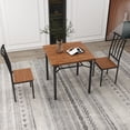 thumbnail image 2 of Zzistar 3 Piece Dining Table Set with 2 Backrest Chairs, Metal Frame Square Wood Dining Table with Wine Rack, 2 of 9
