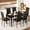 Black-6 Seater, variant on Asofer Dining Table Set for 4, Home Kitchen Glass Dining Set with 4 PU Leather Chairs, Modern Thick Tempered Glass Table, Black