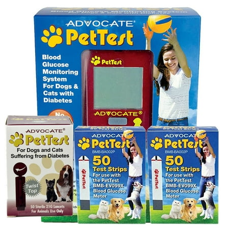 Advocate Pet Test Test Strips 125 with Pet Test Monitor Kit and Pet Test Twist Top Lancets