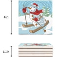 thumbnail image 3 of FMSHPON Merry Christmas Funny Skiing Santa Claus Set of 8 Coaster for Drinks, Absorbent Ceramic Stone Coasters Cup Mat with Cork Base for Home Kitchen Room Coffee Table Bar Decor, 3 of 4