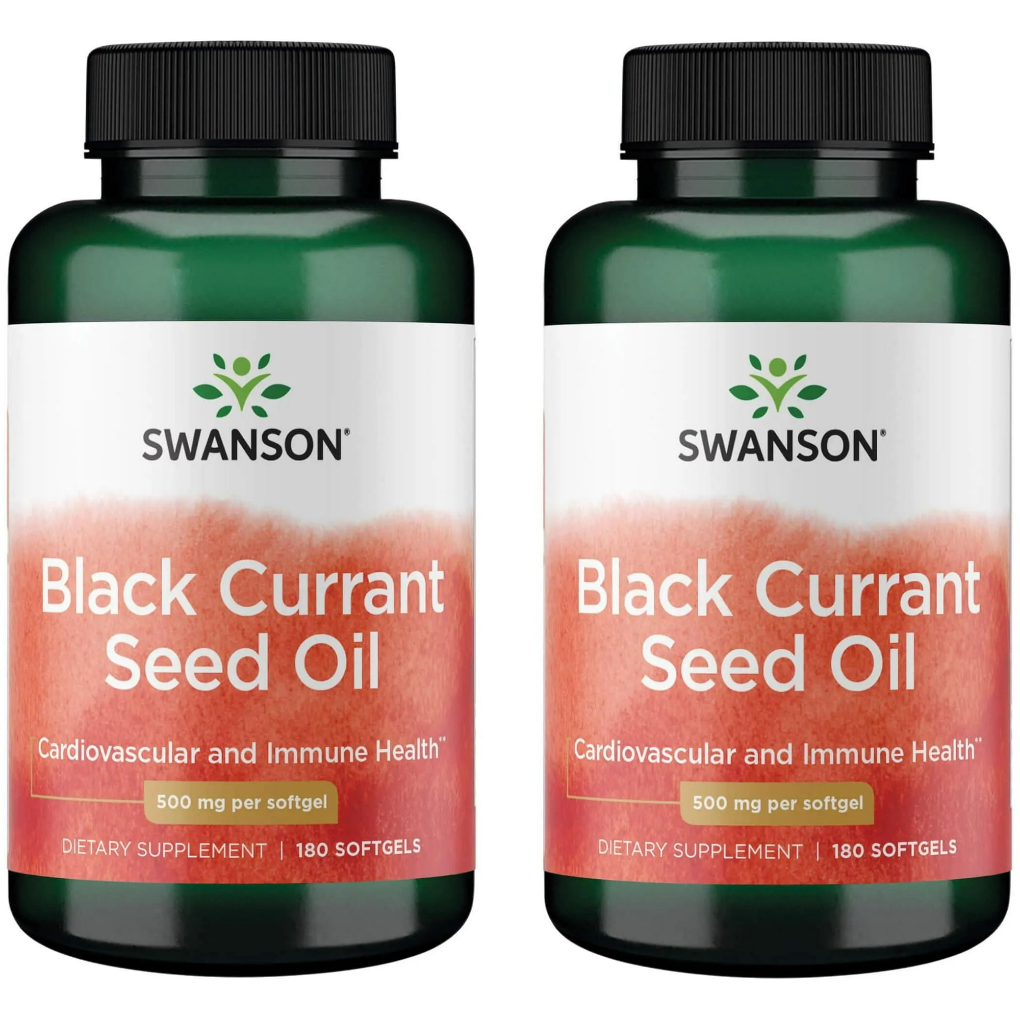 Swanson Black Currant Seed Oil - Herbal Supplement Promoting Immune System & Heart Health Support - Natural Formula Supporting Joints Health - (180 Softgels, 500mg Each) (2 Pack)