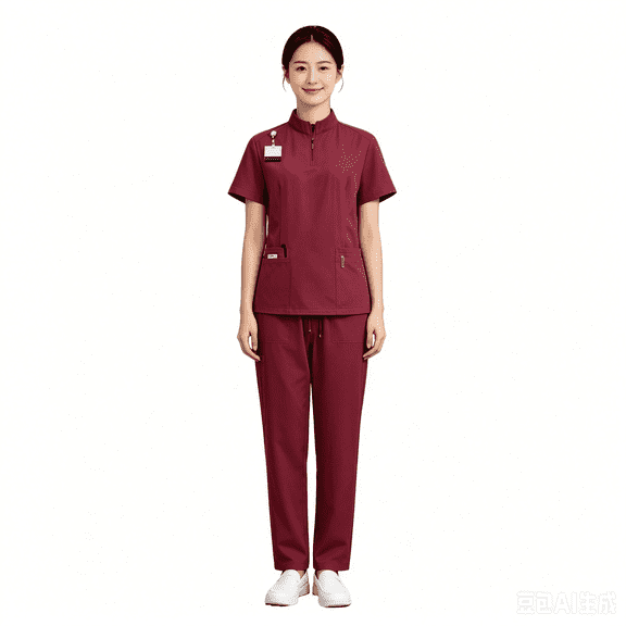 Stralyhd Durable Long Last Womens Stand Zip Collar Scrubs Set Stretch Nurse Uniform Multi Pocket Jogger Scrub Top Pants Daily Shift Heavy Use Workwear Wine XXL