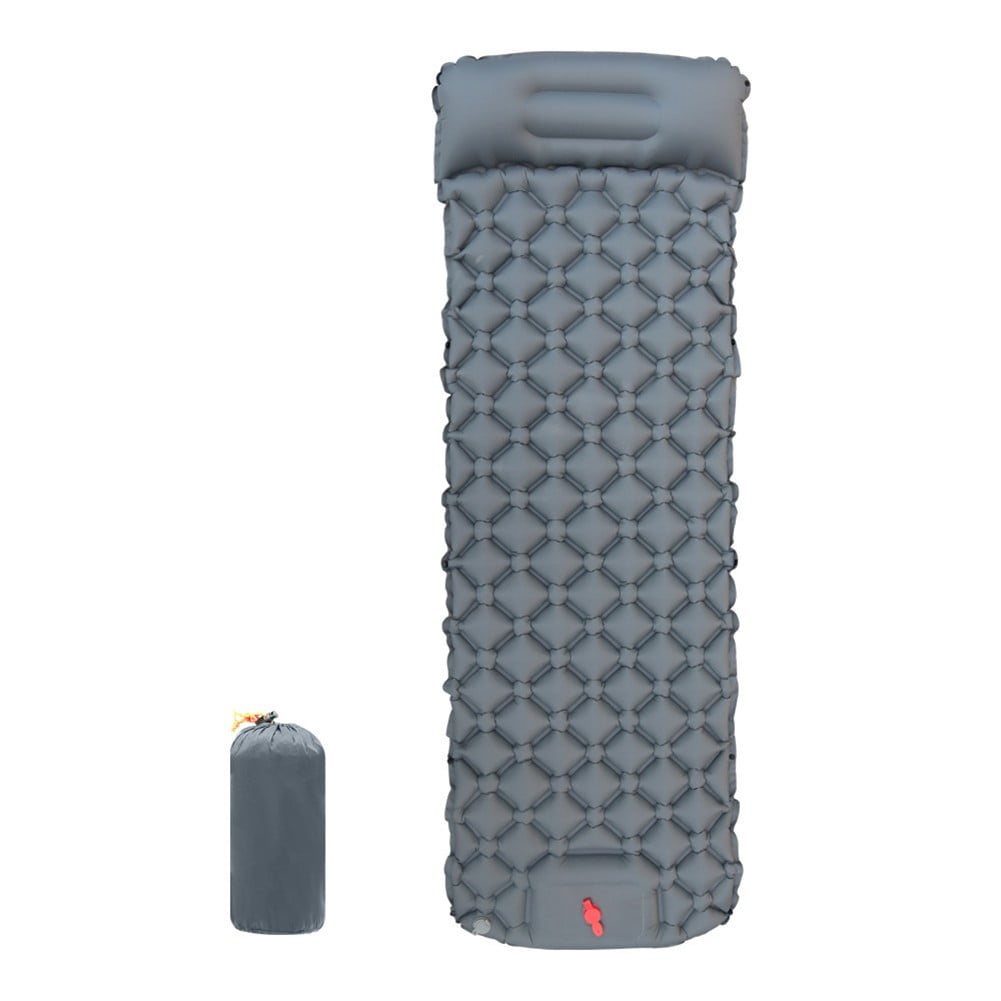 Yimiti Matelas Gonflable Ultra-Léger avec Pompe Intégrée et Oreiller pour--Gris