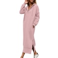 thumbnail image 2 of AUNVITO Women's Casual Hooded Dress with Pockets and Side Slit Comfortable Lounge Wear, 2 of 7