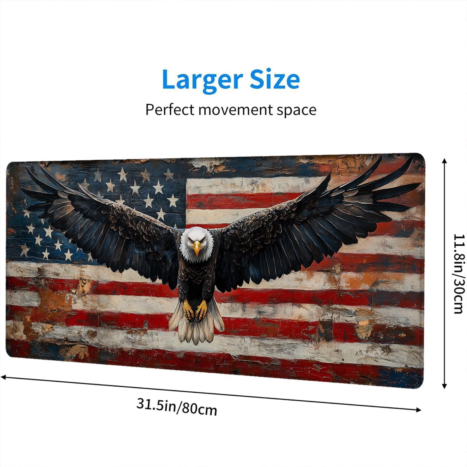 American Flag Gaming Mouse Pad Desk Pad USA Flag XL Mouse Pad Large Mousepad Extended Laptop Keyboard Mat Gaming Desk Pad Mouse Mat Office Computer Keyboard Laptop Home 31.5"x11.8"