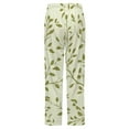 thumbnail image 6 of Olive Green Leafy Branch Pattern Winter Female Pants Flannel High Waist Women Pants Lady Warm Straight Leg Plush Trousers, 6 of 7