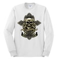 thumbnail image 2 of Wild Bobby, Brotherhood Biker Motorcycles Cross and Skull Pop Culture Mens Long Sleeve Shirt, White, X-Large, 2 of 3
