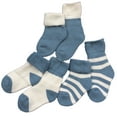 thumbnail image 3 of Lian Style Children's 3 Pairs Combed Cotton Crew Socks Stripes Blue Size0M-6M, 3 of 4