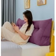 thumbnail image 2 of PEACHWELL Triangular Reading Bed Rest Pillow Large Bolster Cushion Headboard Backrest Wedge Pillow with Removable Cover and Two Large Side Pockets Purple 47 Inches, 2 of 7
