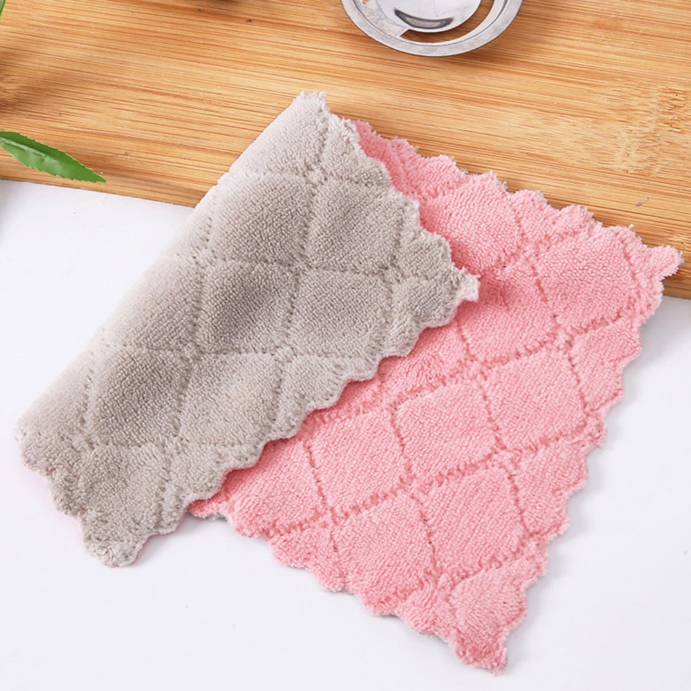 5Pcs Doublesided Absorbent Kitchen Cloth Dish Towels Super Absorbent