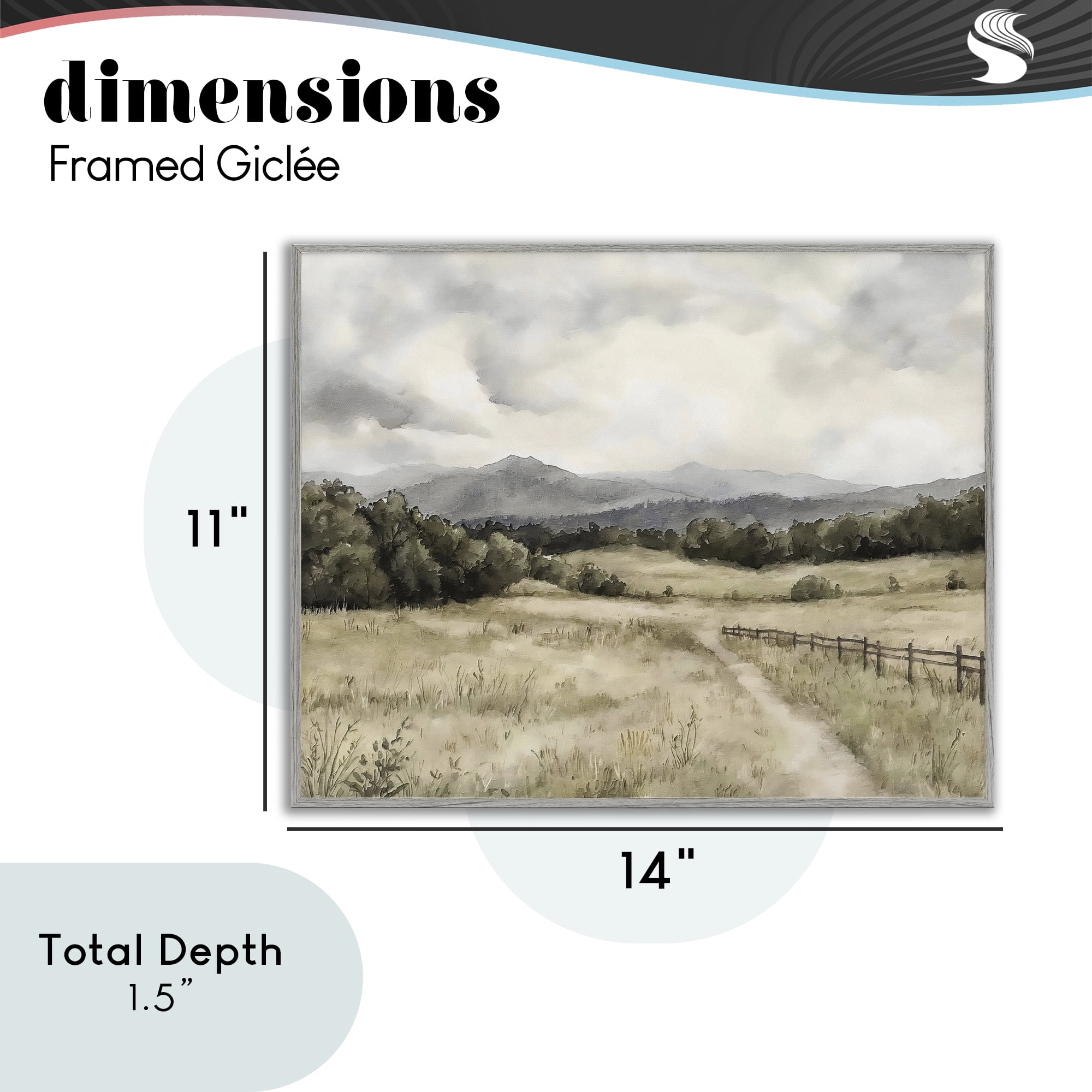 Stupell Industries Muted Trail Along Fence Gray Framed Giclee Art, design by Riley B