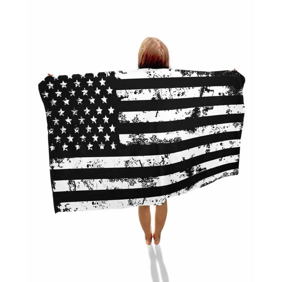 Black White Beach Towels Oversized Super Absorbent, Retro Stars Stripes Flag Shabby Chic Texture Lightweight Bath Towel Quick Dry Sets For Bathroom/Pool/Rv Camping/Beach Play/Gym Room/Picnic 31"x62"