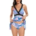 thumbnail image 6 of HAPIMO Women's Tankini Swimdress Boho Floral Print Beachwear Swing Oversized Backless Bathing Suit Plus Size Pleated Swimwear Sets Summer Seaside Clothes for Girls Savings Blue XL, 6 of 6