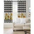 thumbnail image 2 of Sunflower Blackout Curtains for Bedroom Living Room Darkening Curtains 84 Inch Length 2 Panels Set Retro Buffalo Plaid Black White Country Bee Window Curtain Window Treatment Grommet Drapes 42"x84", 2 of 9