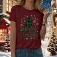 thumbnail image 5 of larppty Women O Neck Christmas Tree Graphic Funny Cute T Shirt Tops Tee (Wine, L), 5 of 8