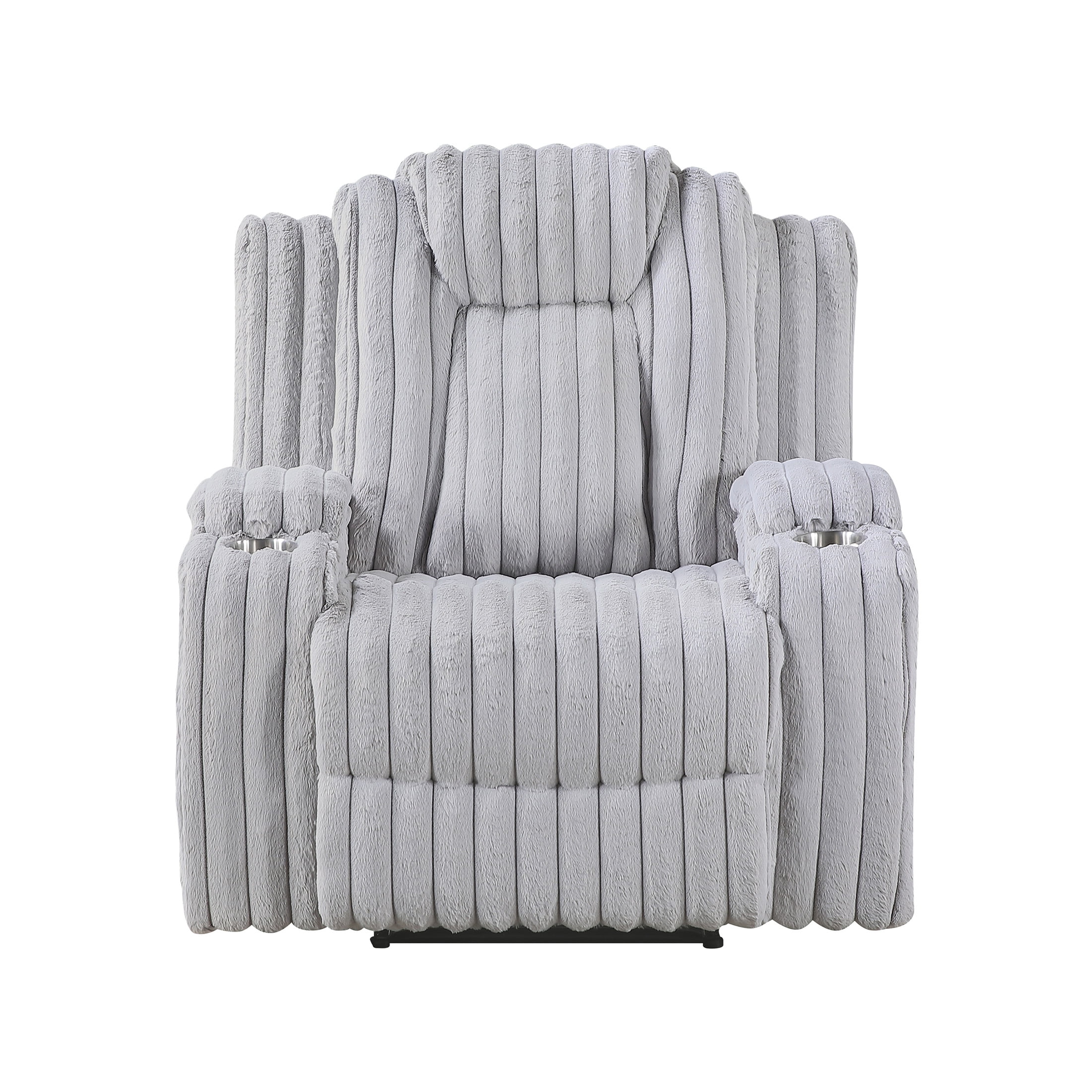 OakvillePark Lumora Corduroy Manual Reclining Chair with Cup Holders, Light Gray