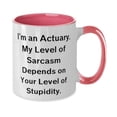 thumbnail image 2 of Love Actuary Two Tone 11oz Mug, I'm an Actuary. My Level of Sarcasm, Gag Gifts for Men Women from Friends, Birthday Unique Gifts, Coffee mug, Tea mug, Ceramic mug, Two tone mug, 2 of 2