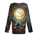 thumbnail image 6 of Ounisa Women's Halloween Print Crew Neck Long Sleeve Top, Soft Casual Pullover with Fun Graphic for Fall Season, 6 of 6
