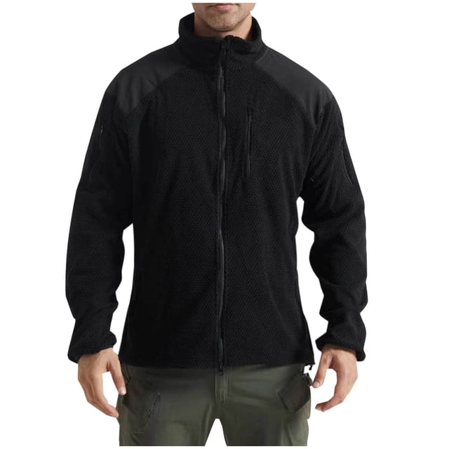 LOVZFMLL Jackets for Men's Stand Up Collar Zipper Pocket Splicing Fleece Jacket For Warmth