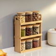 thumbnail image 2 of Basicwise Versatile 3-Tier Bamboo Spice Rack and Pantry Organizer with 9 Glass Jars – Perfect for Countertop Storage in Kitchens to Keep  Seasoning Containers Neatly Displayed and Easily Accessible, 2 of 10