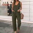thumbnail image 3 of Aayomet Women'S Jumpsuits Fashion Comfortable Solid Color Vest Women's Volleyball Buckle Pocket Casual Jumpsuit,Green L, 3 of 5