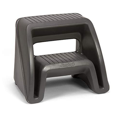 Simplay3 Handy Home Marchepied Marchepied en Plastique à Deux Marches Siège - Usage Intérieur Ou Extérieur - 15.5 Pouces x 19 Pouces x 16 Pouces - Gris, Fabriqué aux É.-U.