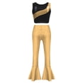 thumbnail image 2 of TiaoBug Kids Girls 2Pcs Hip Hop Jazz Street Dance Costume Metallic Crop Top with Flared Pants Tracksuit Uniform Gold 8, 2 of 7