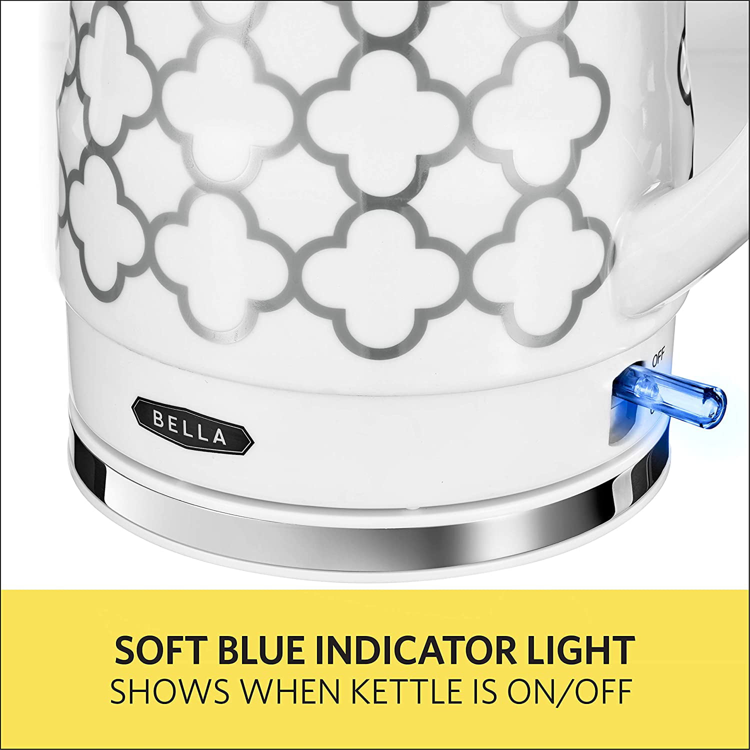  BELLA Electric Kettle & Tea Pot - Ceramic Water Heater with  Detachable Swivel Base, Auto Shut Off & Boil Dry Protection, 1.2 Liter,  Silver Tile Pattern: Home & Kitchen