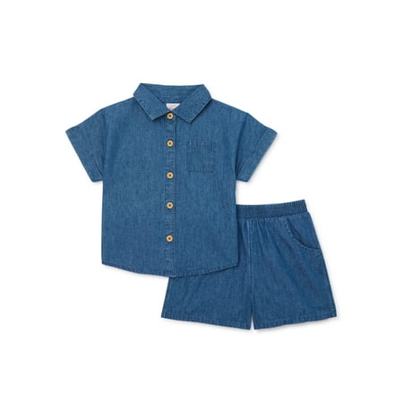 

Wonder Nation Toddler Girls Elevated Shirt and Shorts Set Sizes 12M-5T
