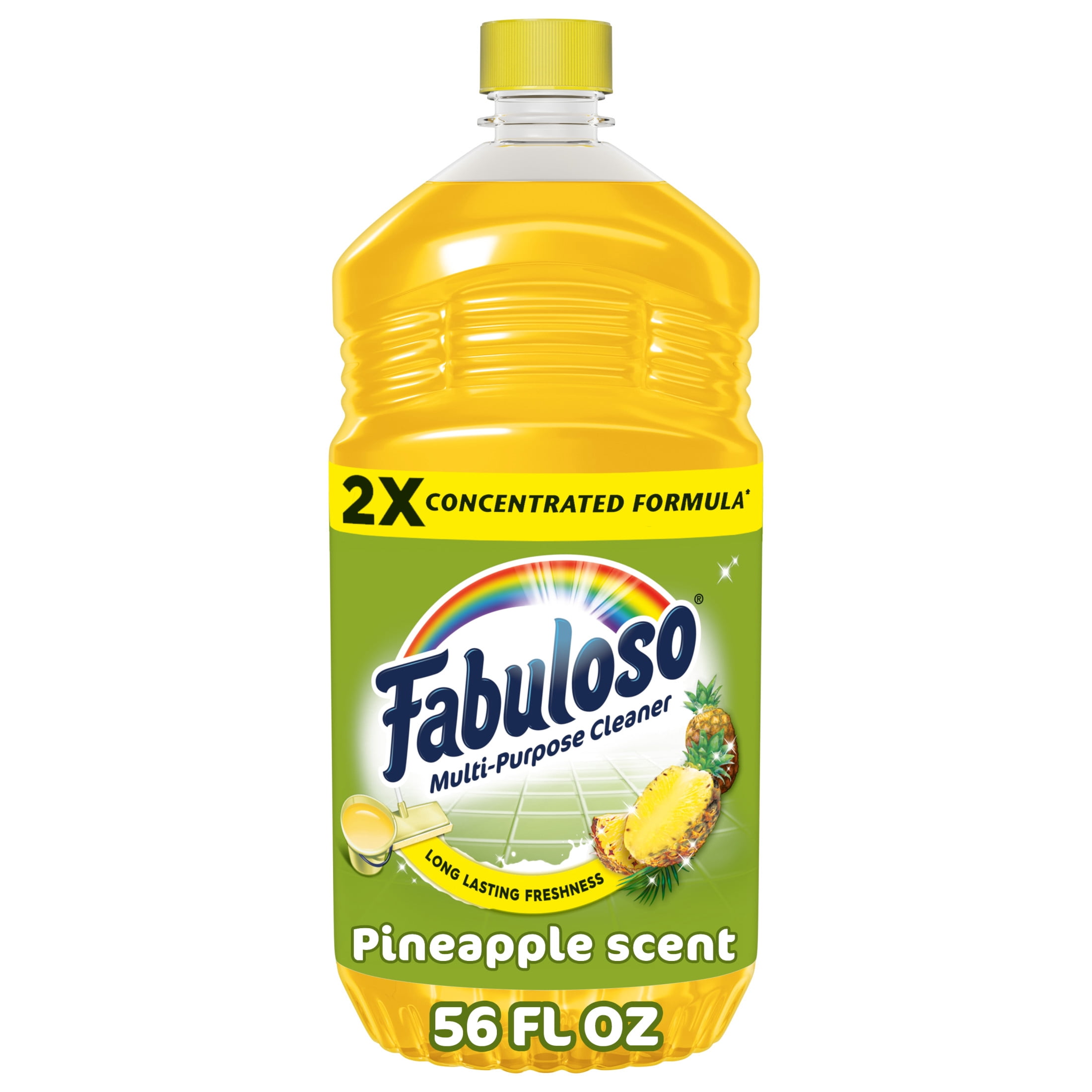 (6 pack) Fabuloso 2X Multi-Purpose Cleaner, No Rinse Floor Cleaner, Long-Lasting Freshness, Pineapple Scent, 56 fl oz