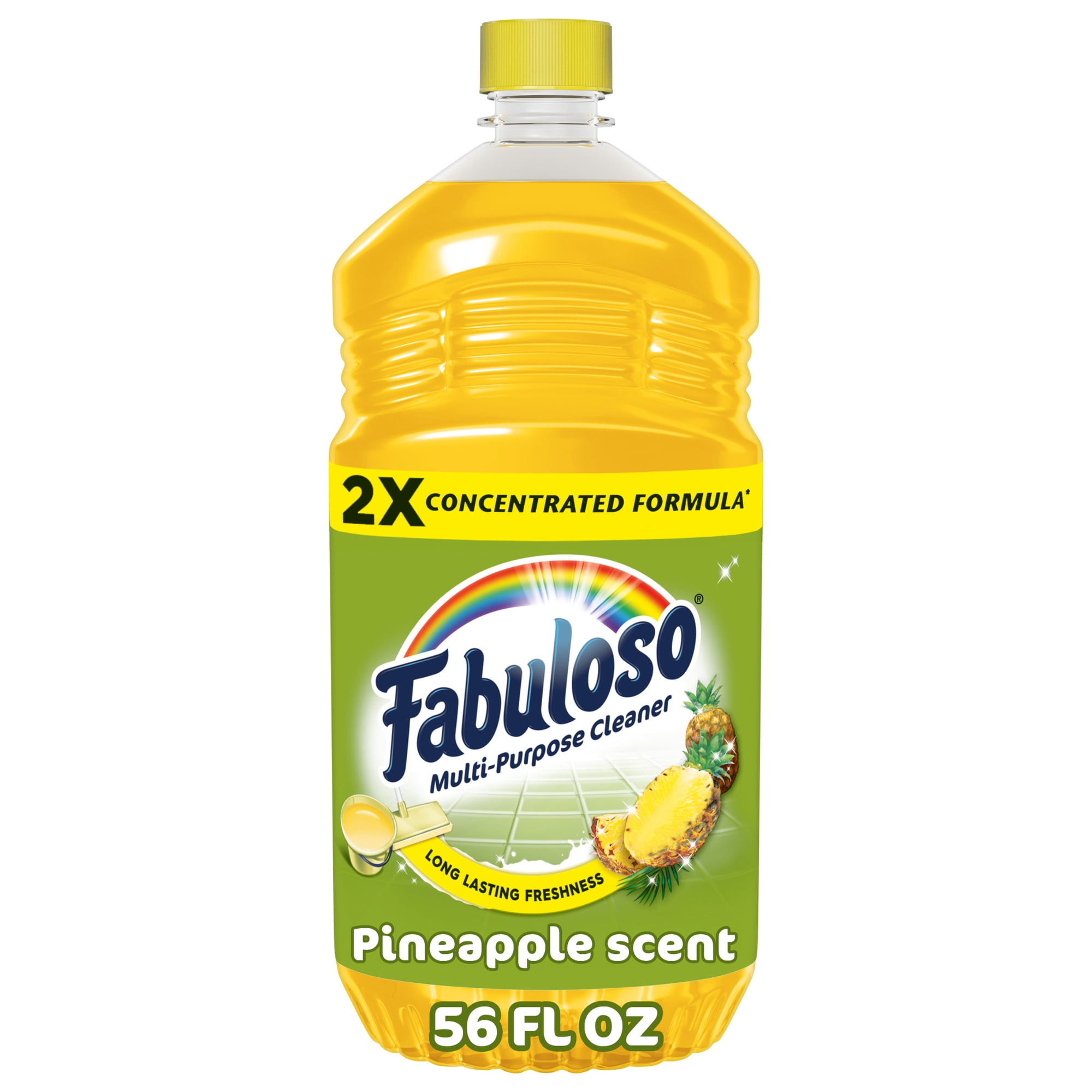 Fabuloso 2X Multi-Purpose Cleaner, No Rinse Floor Cleaner, Long-Lasting Freshness, Pineapple Scent, 56 fl oz