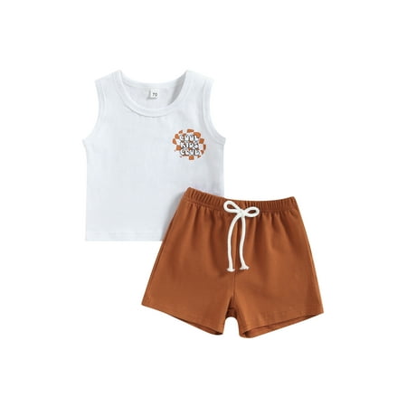 

ELF Baby Boys Summer 2pcs Shorts Set Letters Print Tank Top with Elastic Waist Shorts