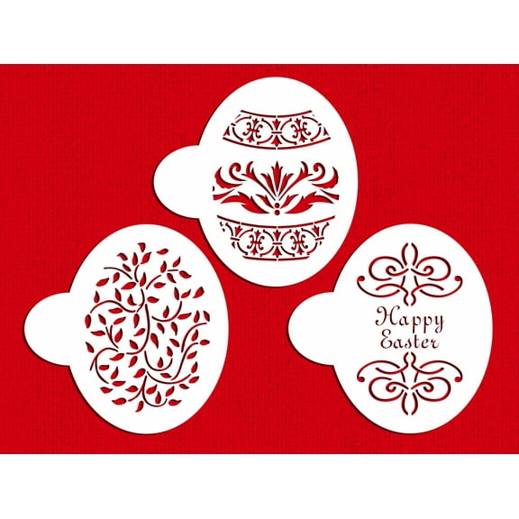 Designer Stencils Large Easter Eggs Cake Stencils, Beige/semi-transparent