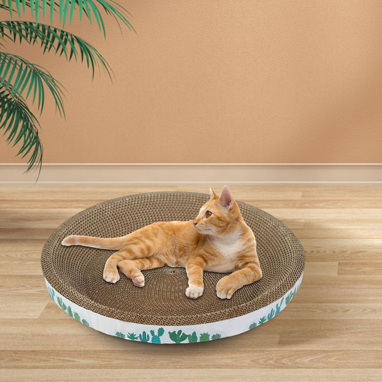 Cat Scratch Pad,Cat Scratch Pad Sleeping Bed Scratcher Bowl Nest,Cat Scratcher Cardboard Lounge Bed House Mat,Cat Scratching Board Prevents Furniture Damage,Soft Comfortable round cactus 43cm