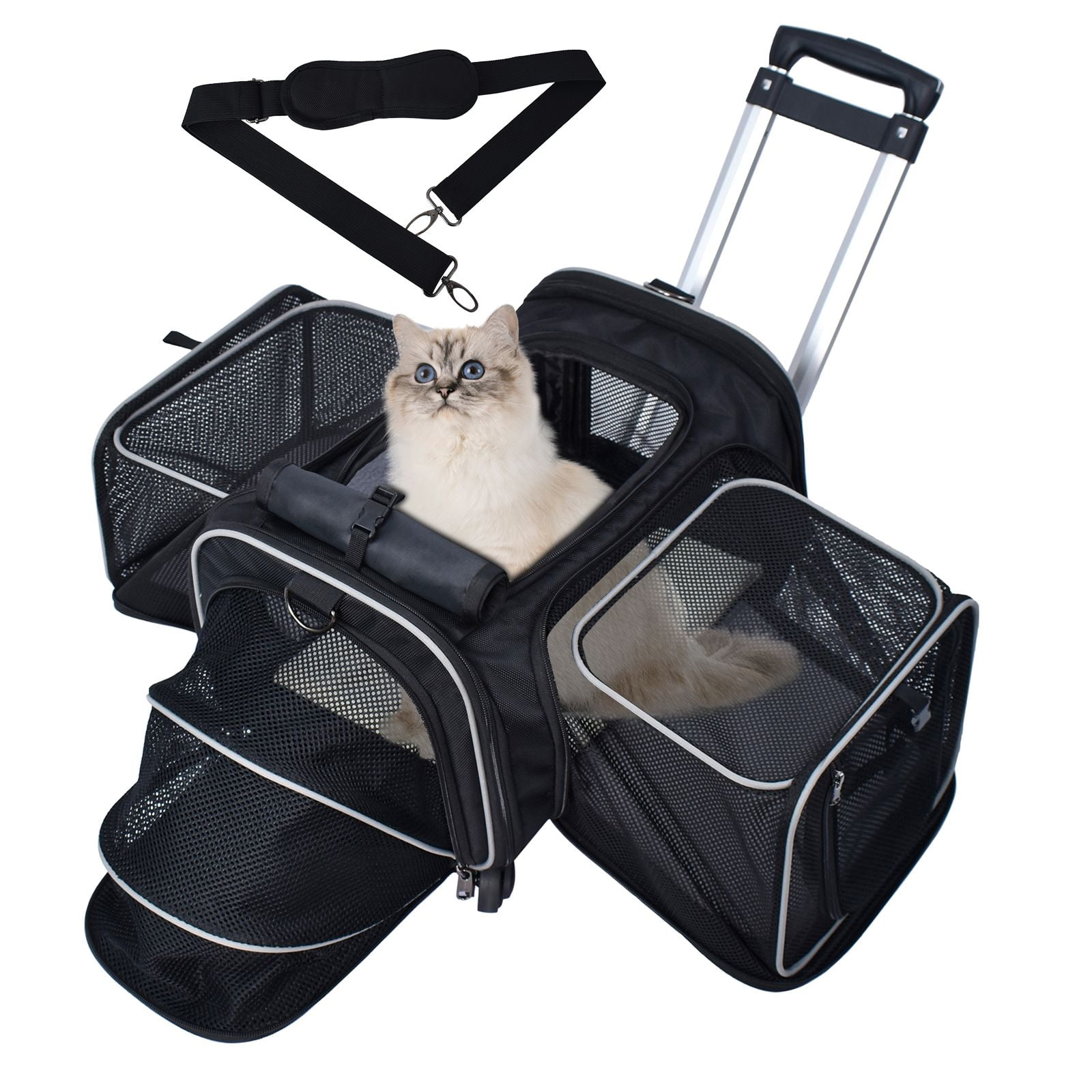 ELEGX TSA Airline Approved Pet Rolling Carrier with Detachable Wheels