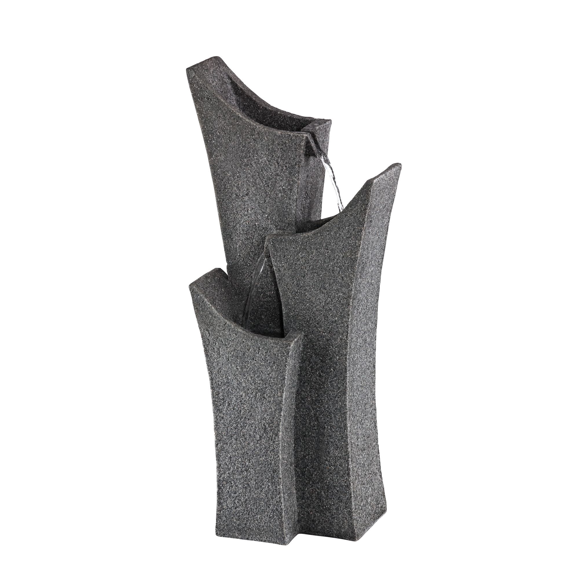 Exton 31" High Large Modern Zen Indoor Outdoor Decor Gray Faux Stone Floor Fountain 3-Tier Outside Garden Patio