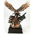 thumbnail image 3 of Flying Bald Eagle Hoisting The American Flag Bronze Electroplated Figurine With Base Resin Statue, 3 of 4
