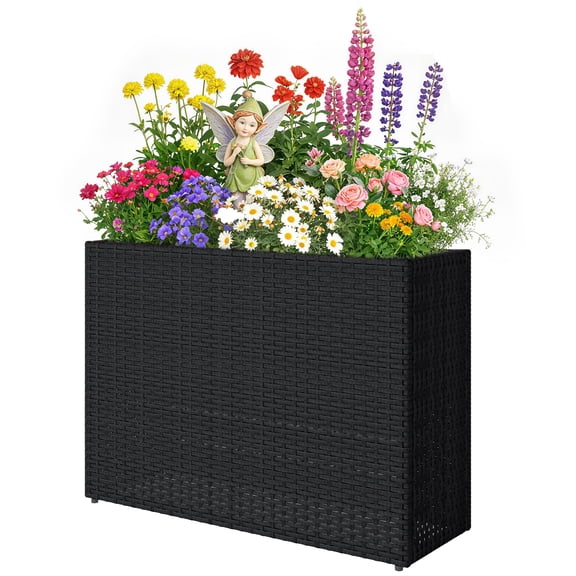 Raised Garden Bed with Adjustable Foot Pads Elevated Planter Box with Liner Drainage Holes Gray