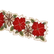 Christmas Floral Table Runner, Handmade Table Runner, Velvet Flower Table Runner, Beaded Table Runner 13X36 Inches