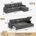 thumbnail image 2 of Akaber Sofa Bed 103" L-Shaped Sectional Sleeper Sofa with Storage Chaise, Pull Out Couch - Cup Holders, Side Pockets for Living Room, 2 of 9