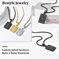 thumbnail image 6 of Bestyle Black Dog Tag Necklace for Mens Letter F Stainless Steel Box Chain Name Statement Christmas Jewelry Gifts for Son Dad Husband, 6 of 9