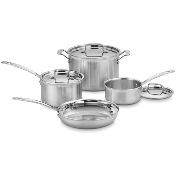 Batería de cocina Cuisinart MCP-7NP1 de acero inoxidable, 7 piezas
