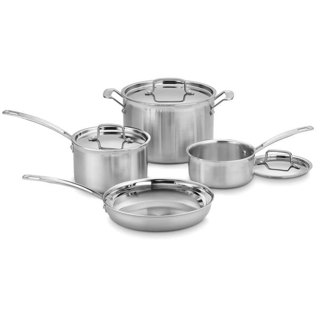 Batería de cocina Cuisinart MCP-7NP1 de acero inoxidable, 7 piezas