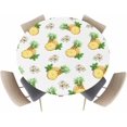 thumbnail image 2 of Round Fitted Tablecloth with Elastic Edge - Summer Pineapple Fruit Table Cloth for 36"-44" Circle Tables,Waterproof Oil-Proof Table Cover for Outdoor Picnic Party Events, Hawaii Plumeria Floral, 2 of 6