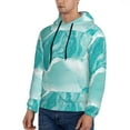 thumbnail image 3 of Rateoe Teal Turquoise 1 Pattern Mens Hoodie, Pullover Hooded Sweatshirt, Kangaroo Pocket Hoodie Ideal for Daily Wear, Travel and Home-Large, 3 of 7