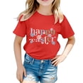 thumbnail image 1 of PMVFHDE T-Shirt pour Filles T-Shirts Graphiques Mignons Hauts d'Été pour Filles Enfants Pâques T-Shirt Graphique Mignon Col Rond Manches Courtes T-Shirt Décontracté d'Été Rouge, 3-4 Ans, 1 of 4