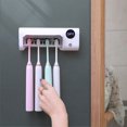 thumbnail image 2 of LED UVC Toothbrush Sanitizer Holder with 4 Slots and Timing Function for Family, Wall Mounted Electric Toothbrush Holder Sterilizer Case with Cover for Bathroom Use, 2 of 5