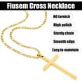 thumbnail image 4 of Gold Plated Cross Necklace for Men, Stainless Steel Mens Cross Necklaces with 3.5mm Figaro Chain, Pendant Chain 16-24 Inches, 4 of 16