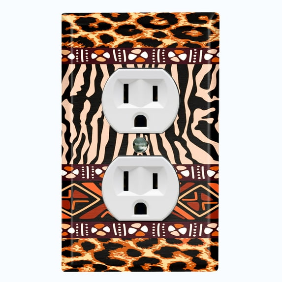 Metal Light Switch Plate Cover African Safari Animal Print Tribal Art Pattern SFR043